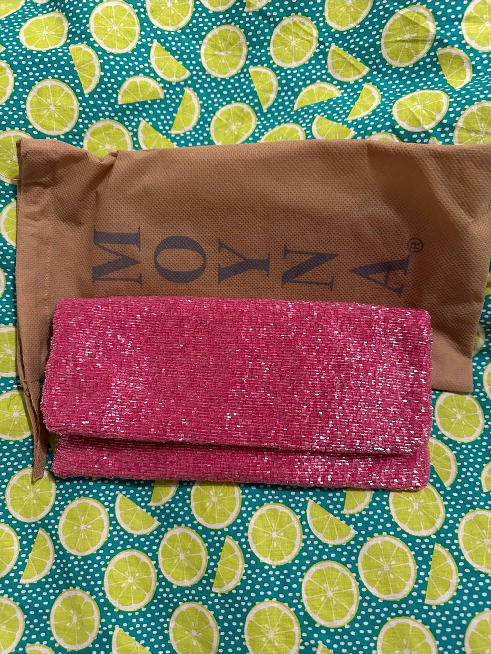 MOYA Pink Sequin Fold-Over Clutch